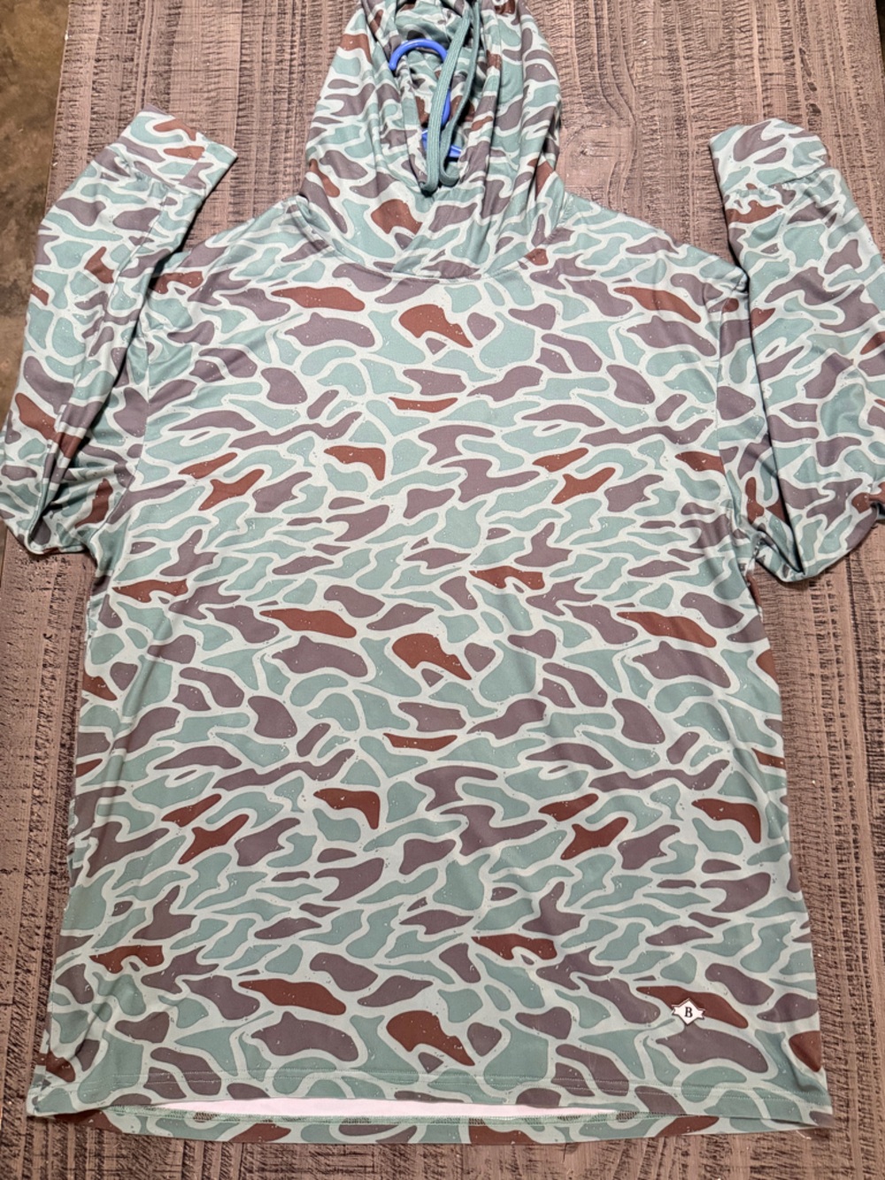 BURLEBO Camouflage Hoodie in Mint Green & Brown
